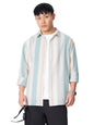 The Souled Store Cotton Linen Stripes: Prism Men and Boys Long Sleeve Collared Neck Button Front Regular Fit Cotton Linen Shirt