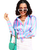 POPWINGS Printed Full-Sleeves Regular-Fit Satin Printed Shirt for Women Stylish Western Casual Wear