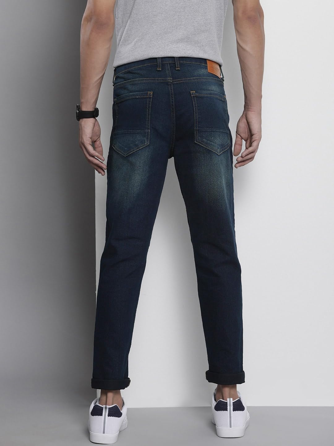 The Indian Garage Co Men Carrot Fit Paint Splash Mid-Rise Stretchable Jeans Blue
