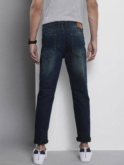 The Indian Garage Co Men Carrot Fit Paint Splash Mid-Rise Stretchable Jeans Blue
