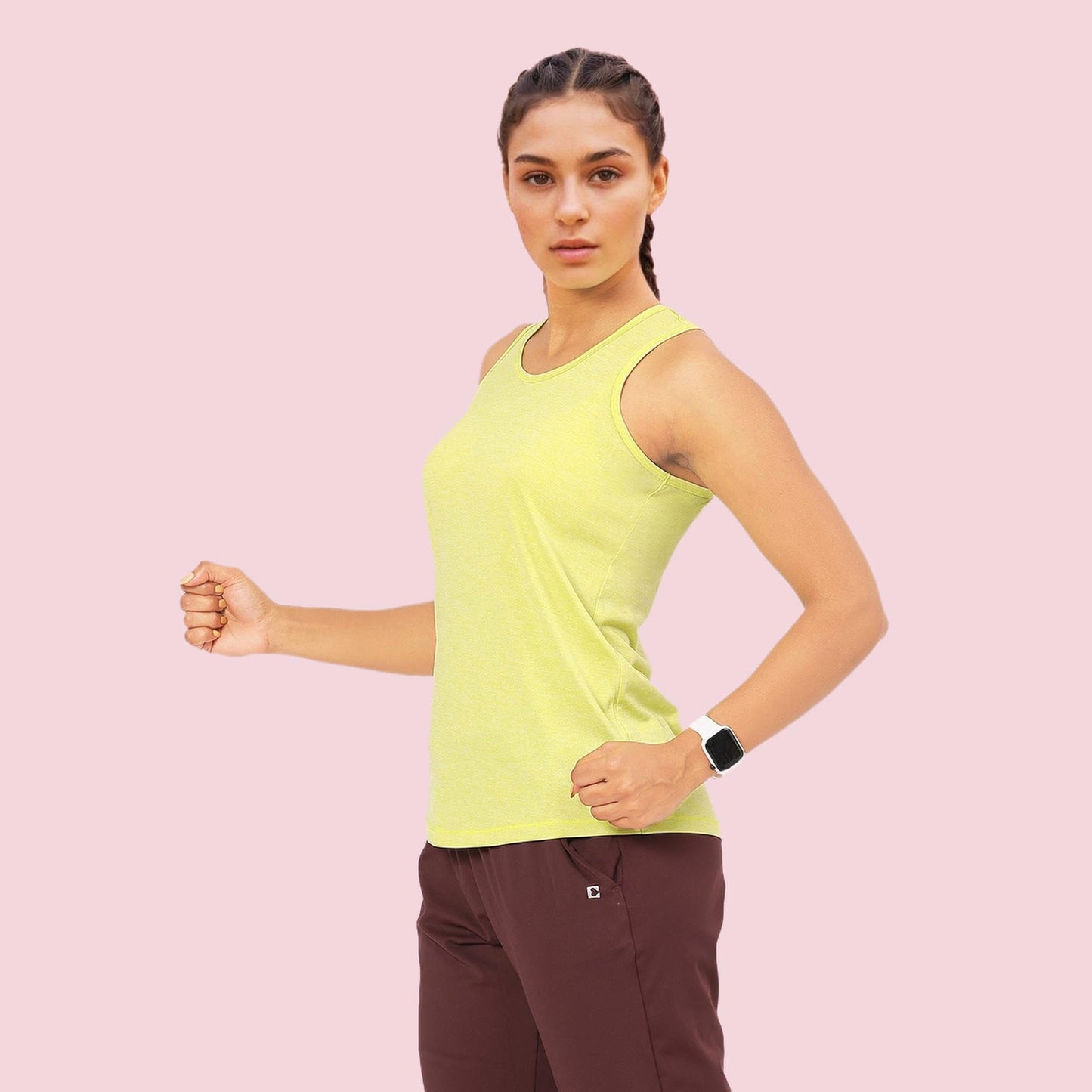 Enamor Womens Solid Slim Fit T-Shirt (A308_Cyber Lime Mel