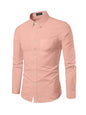 Mildin MenS Cotton Blend Solid Shirt With Spread Collared Full Sleeve Curved Hemline Button Closure Slim Fit And One Pocket | S