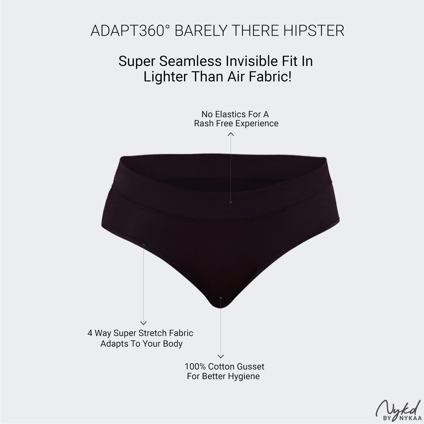 Nykd (Nyp342 Nylon Super Stretch Hipster Panty Underwear For Women | Ultra-Soft Fabric With Smooth Elastic Waistband | Gentle On