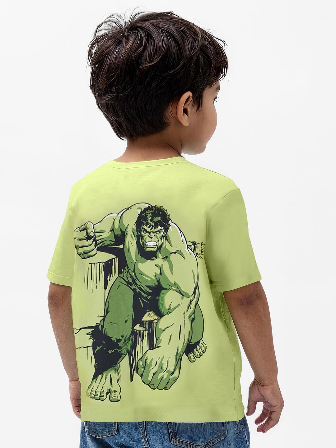 The Souled Store Hulk: The Incredible Boys Short Sleeves Round Neck Green Printed Regular Fit Cotton T-Shirts (2-8 Yrs)