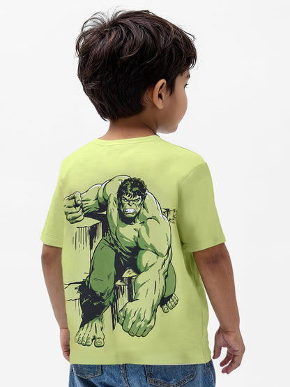 The Souled Store Hulk: The Incredible Boys Short Sleeves Round Neck Green Printed Regular Fit Cotton T-Shirts (2-8 Yrs)