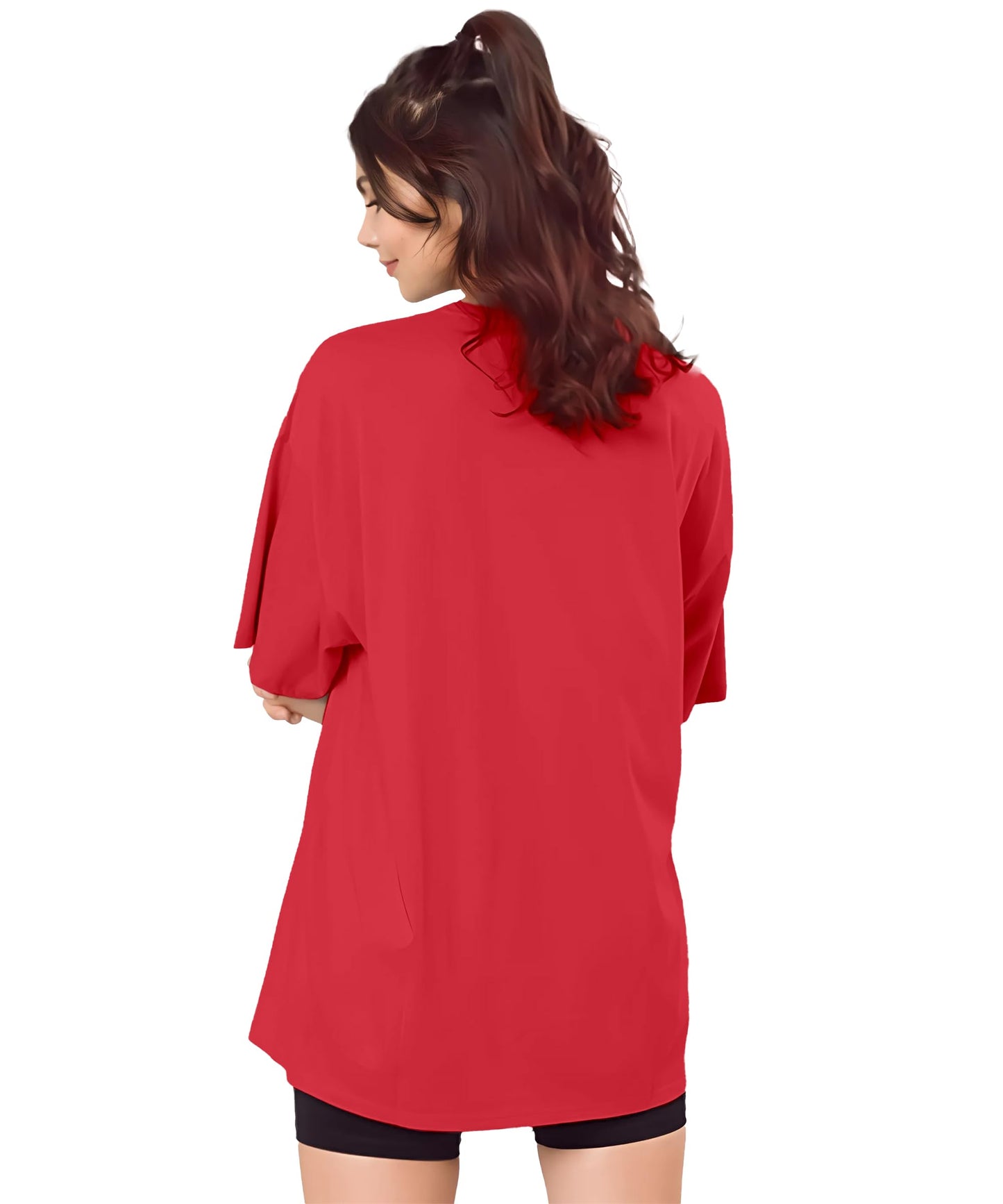 SHODOX Womens Cotton Blend Oversized Drop Shoulder Solid T-Shirt(Pack of 1)