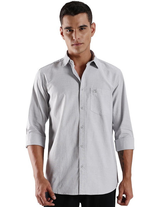 ADRO Mens Cotton Full Sleeve Regular Fit Casual Solid Shirt (Regular Fit | Solid Oxford Grey Shirt | All Day Fresh) | SH25-OXFD