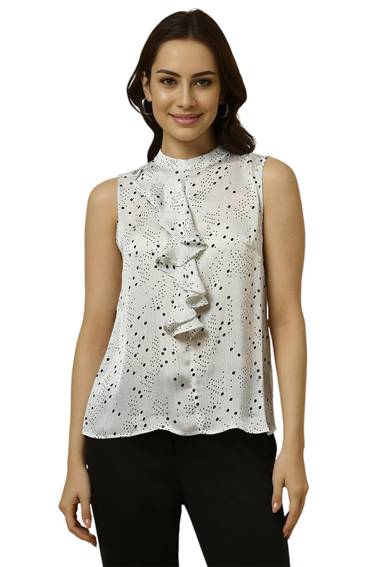 Allen Solly Women Regular Fit Printed Formal Sleeveless Top