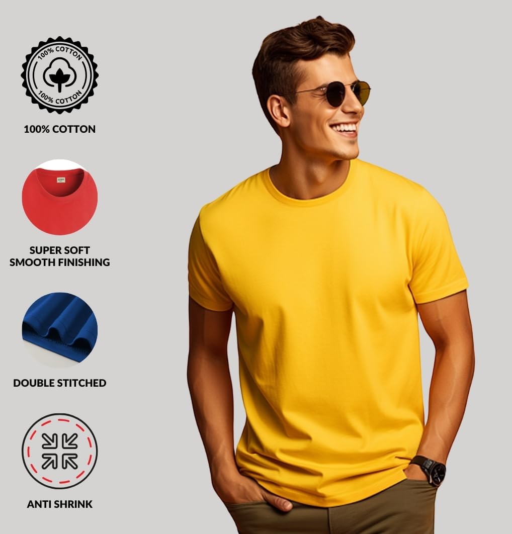 ADRO T Shirts Pack of 2 Mens Tshirts Cotton T Shirts for Men Tshirt T-Shirts Combo T Shirts Tshirts for Men Plain Solid Tshirts