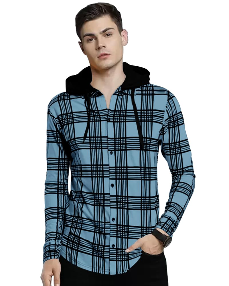 Noble Monk MenS Checkered Long Sleeve Shirts |Button Down Shirts With Hoodie