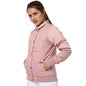 Campus Sutra Women Pink Puffer Regular Fit Bomber Jacket For Winter Wear | Standing Collar | Full Sleeve | Buttoned | Casual Jac