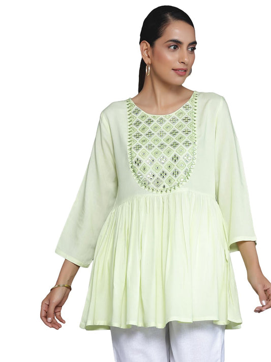 Libas Women Embroidered Rayon A-Line Kurti