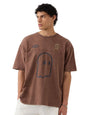The Souled Store So Sporty Men and Boys Short Sleeves Round Neck Brown Graphic Printed Cotton Oversized T-Shirts