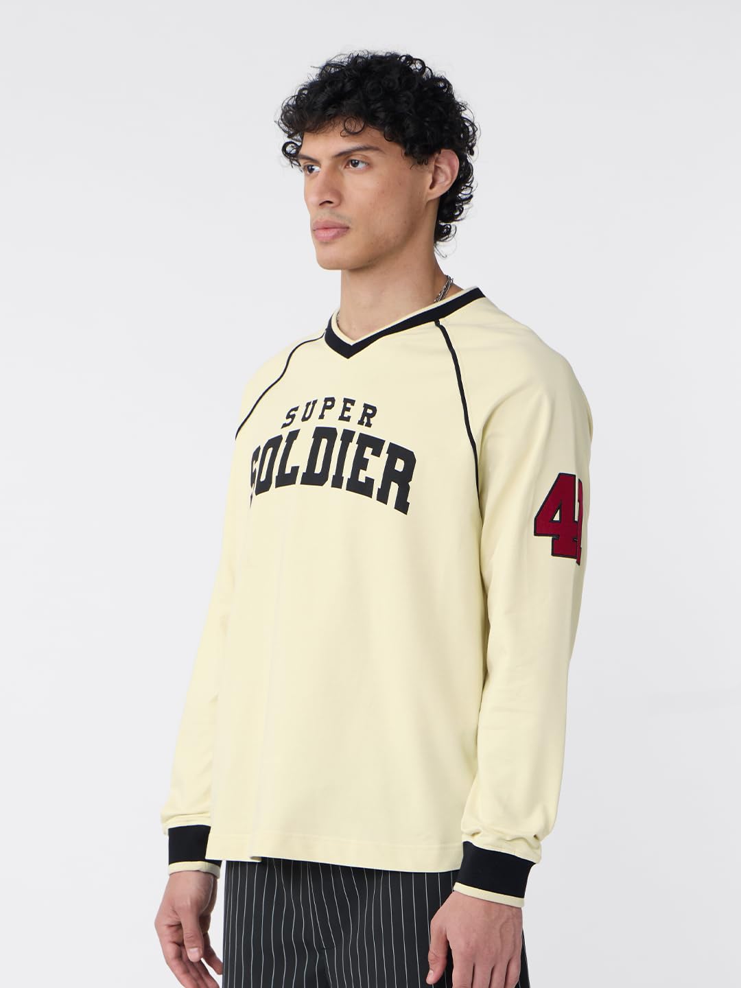 The Souled Store Captain America: Super Soldier Men And Boys Round Neck Off White Graphic Printed Cotton Oversized Full Sleeve T