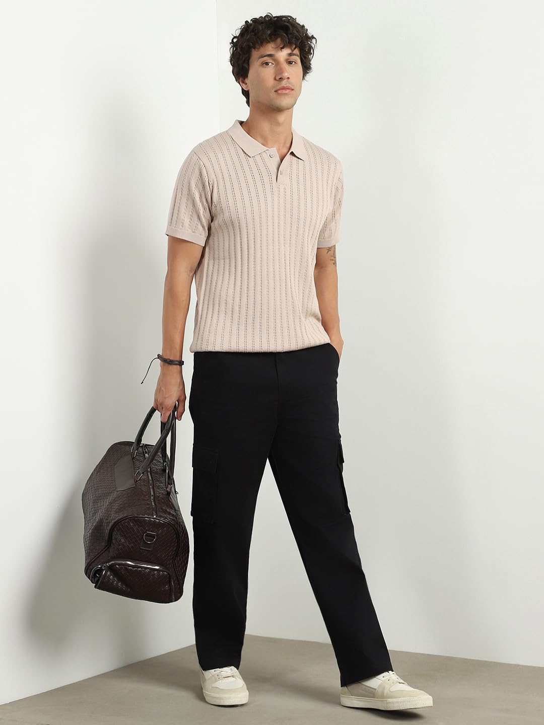 Nobero MenS Self Design Regular Fit Polo Shirt (1M-Twpo-R0017_Moonlight