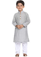 Jbn Creation Boys Pure Cotton Ash Grey And White Kurta Pyjama Set - Ethnic Elegance For Festivals | Comfortable Traditional Pure