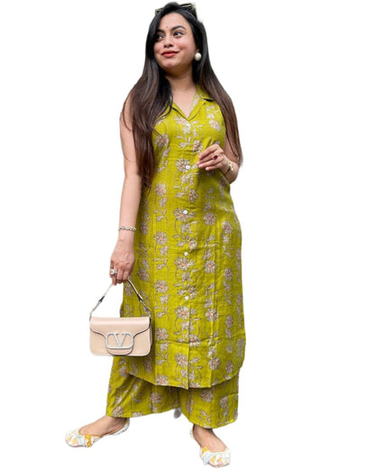 Anni Designer WomenS Rayon Viscose A-Line Printed Kurta With Palazzo (Abhu Mehandi_2Xl_Mehandi_Xx-Large)