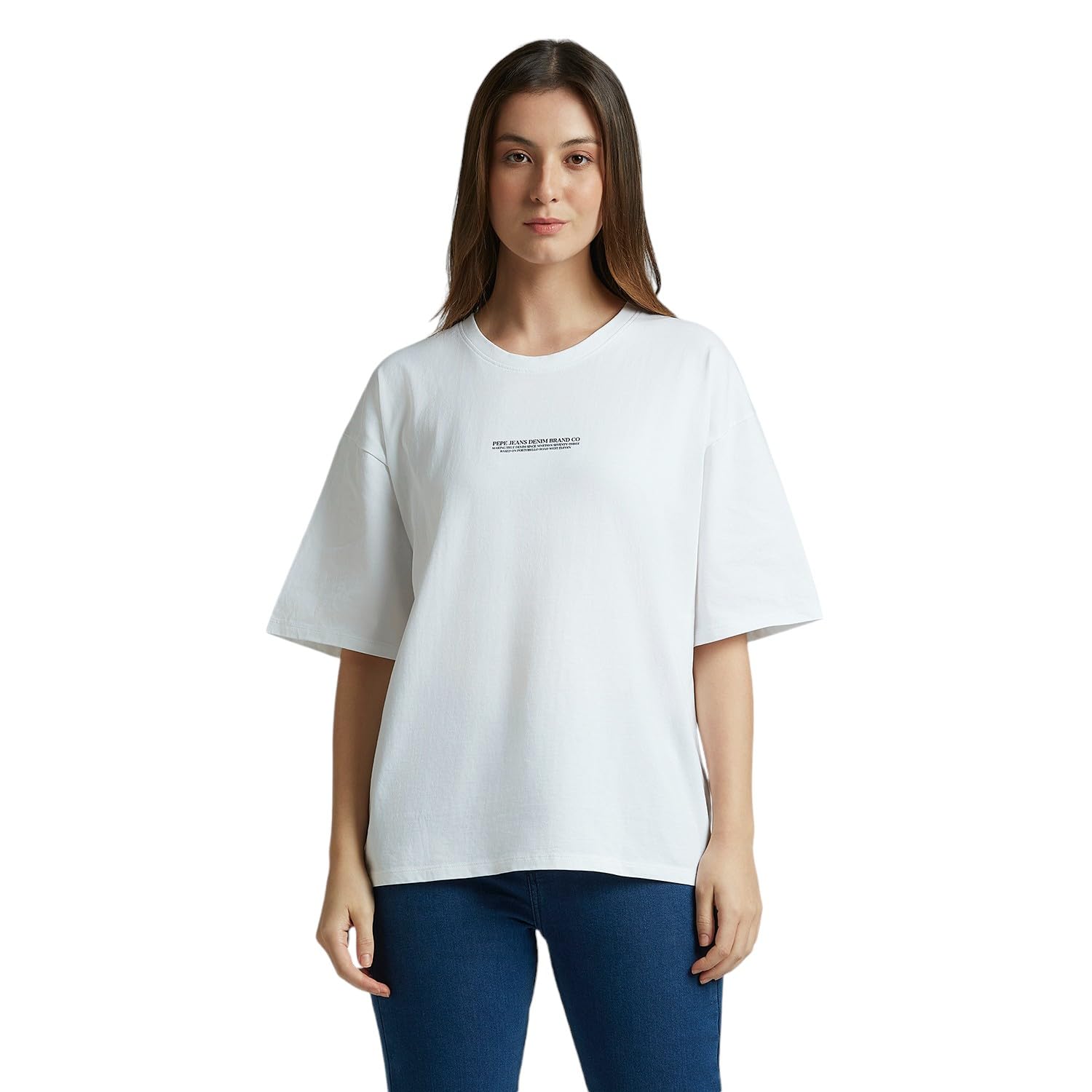 Pepe Jeans Women'S Oversized Fit T-Shirt (Pl506096_White