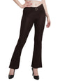 POPWINGS Casual Self Design Crush Bootcut Front Ring Trouser for Women || Pull On Regular Fit Bootcut Women Trouser for Summer |