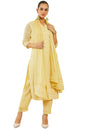 Soch Womens Light Yellow Georgette Suit Set With Self Embroidery And Sequins