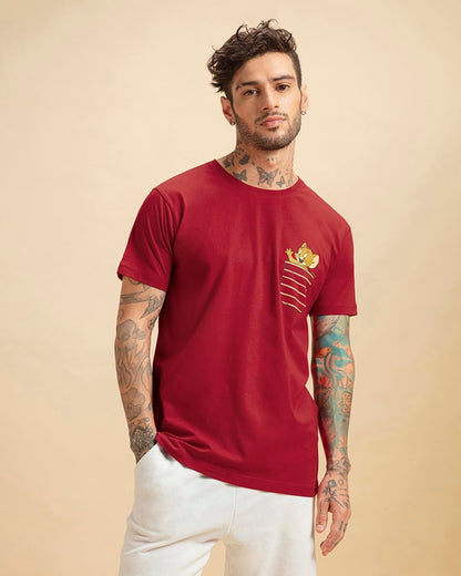 Bewakoof Mens Tom & Jerry Graphic Printed 100% Cotton T-Shirt - Regular Fit, Round Neck, Half Sleeves