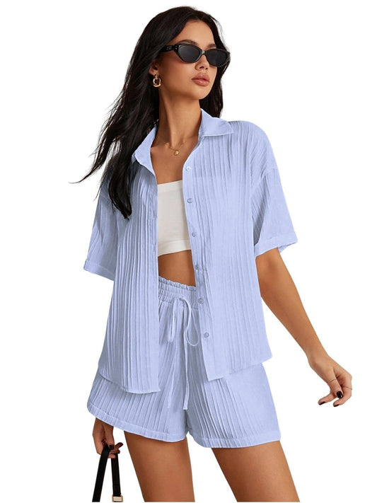 Leriya Fashion WomenS Poly Lycra Blend Solid Regular Western Co Set (Lf-W.Co-Ord Set-W2274&Sh305_Blue