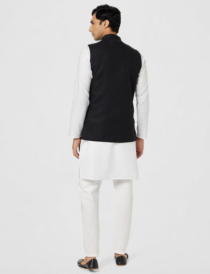 BE ACTIVE Mens Solid Linen Blend Kurta Pyjama 3 Piece Set || Men Kurta Pajama With Modi Jacket || Kurta Pajama Nehru Jacket For