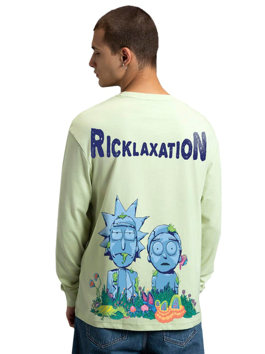 Bewakoof Official Rick And Morty Merchandise MenS Graphic Print Oversized Fit Full Sleeve Round Neck Pure Cotton T-Shirt_677863_