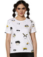 Juneberry White Cotton Round-Neck T-Shirt With Conversational Print Or Women