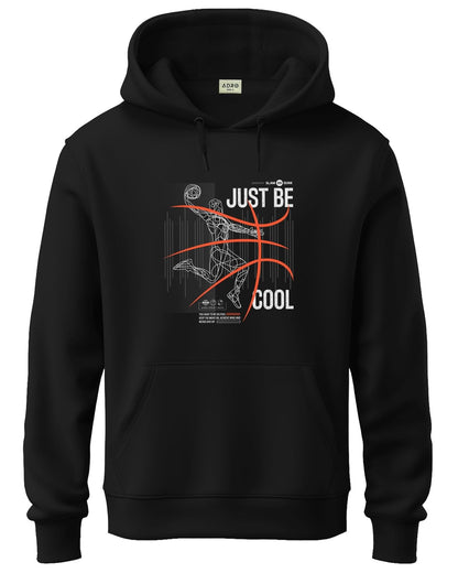 ADRO Men's Cotton Blend Neck Hooded Sweatshirt (H24-BCL-BL_Black
