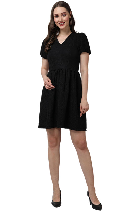 Popwings Casual Self Crush Design Solid Knee Length Blouson Peplum Dress For Women || Latest Stylish Summer Dress For Women || K
