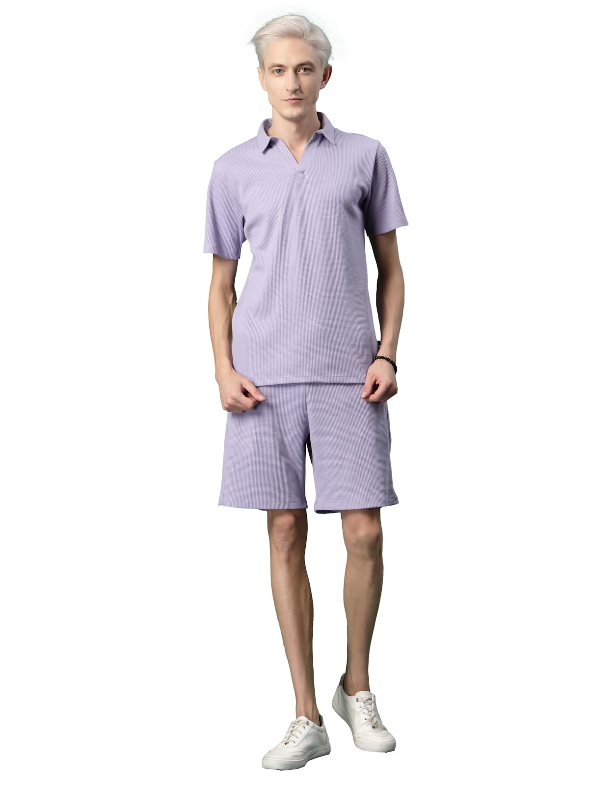 Rigo Waffle Knit Self Textured Co-Ord Set For Men | Night Suit Set | Lounge-Wear Nightdress Pajama Set | Beach And Vacation Wear