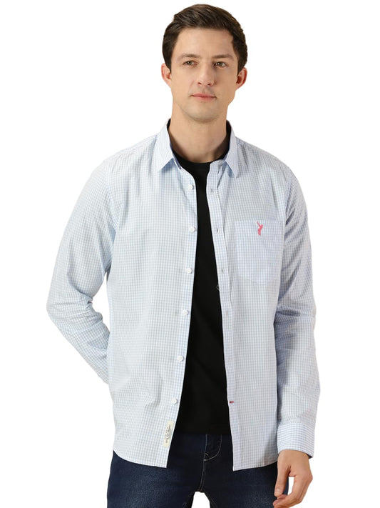 Thomas Scott Mens Solid Slim Fit Casual Shirt with Spread Collar and Long Sleeve SkyBlue