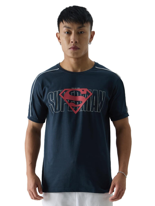 The Souled Store Official Superman: Logo Mens and Boys Loose fit Graphic Printed Half Sleeve Rayon Blue Color Summer Shirts Shir