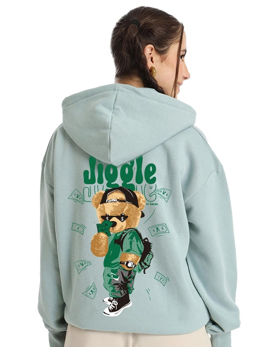 Bewakoof Womens Graphic Printed Oversized Fit Full Sleeve Fleece Hoodies_557038_Grey_XL
