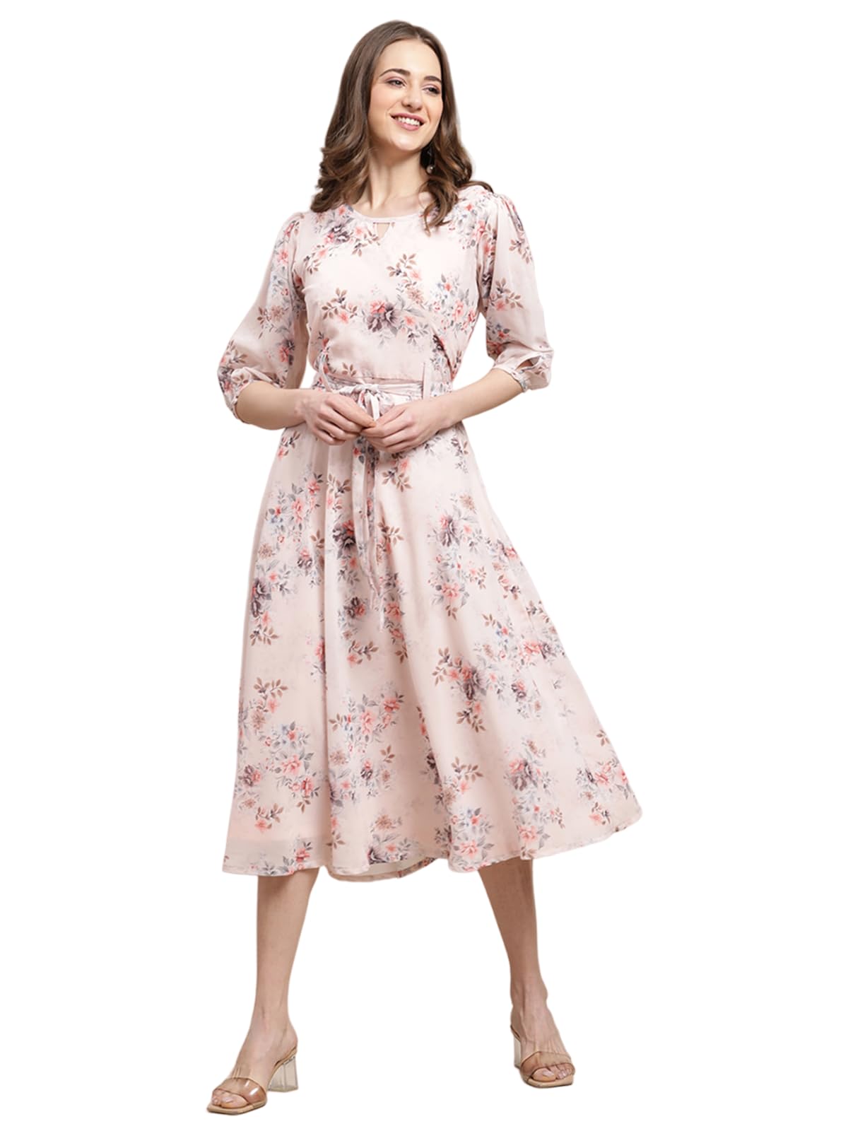 Preneum WomenS Maxi Fit & Flare Latest Style Print Georgette Regular Sleeves Casual Summer Maxi | Festival & Occasion, Baby Pin