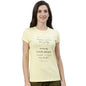 Enamor Essentials Womens Short Sleeve Crew Neck Slim Fit Breathable Stretch Cotton Tee With Graphic - E147(E147-Lemon Cream / B