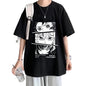 Thalasi Oversized Loose Baggy Fit Drop Shoulder Half Sleeves Pure Cotton The Original Anime Graphic Printed T-Shirt For Men Blac