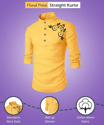 Deemoon MenS Full Sleeve Short Kurta Shirt With A Trendy Mandarin Collar Crafted From A Premium Cotton Blend For Comfort Ideal