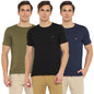 Turtle Men Essentials Assorted Solid Round Neck T-Shirts (Pack of 3)