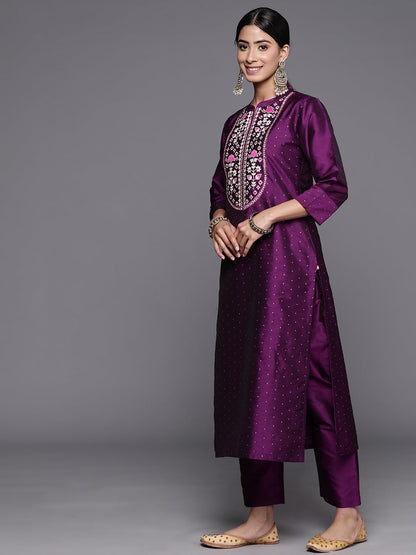 Varanga WomenS Silk Blend Kurta Set (Nv_Vskd31110_Vardup1212_Purple