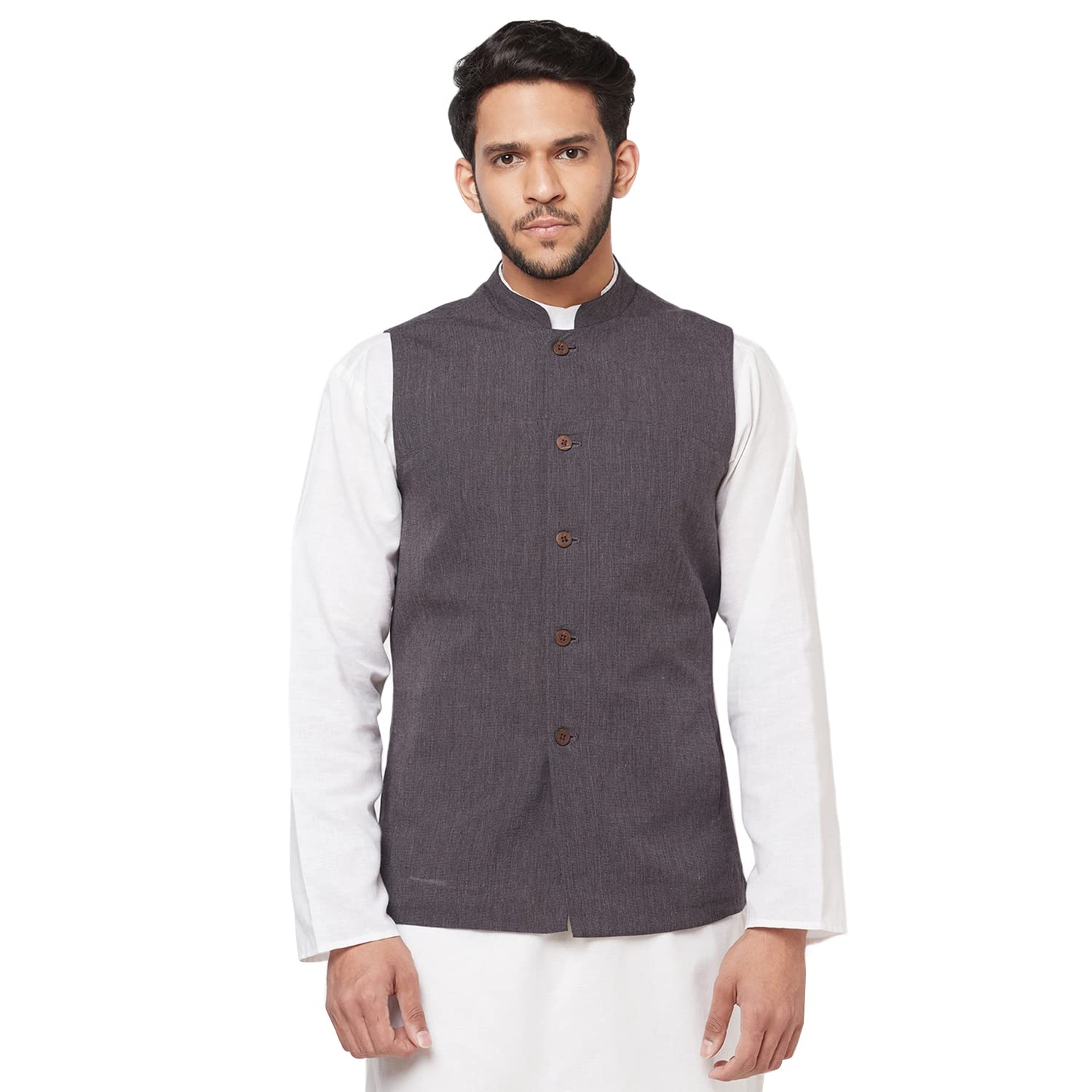 Fabindia Men Firdaus Slim Fit Nehru Jacket Cotton_Xs