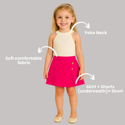 A.T.U.N. (ALL THINGS UBER NICE) Girls Stylish Two Piece Outfit Set with Sleeveless Tank Top and Skort | Casual Summer Clothing