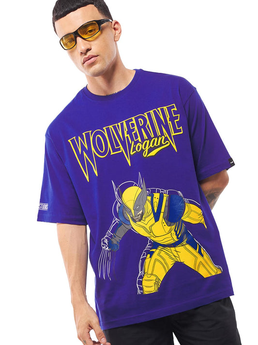 Bewakoof Official Marvel Merchandise Wolverine MenS Graphic Print Oversized Fit Half Sleeve Round Neck Cotton Jersey T-Shirt_644