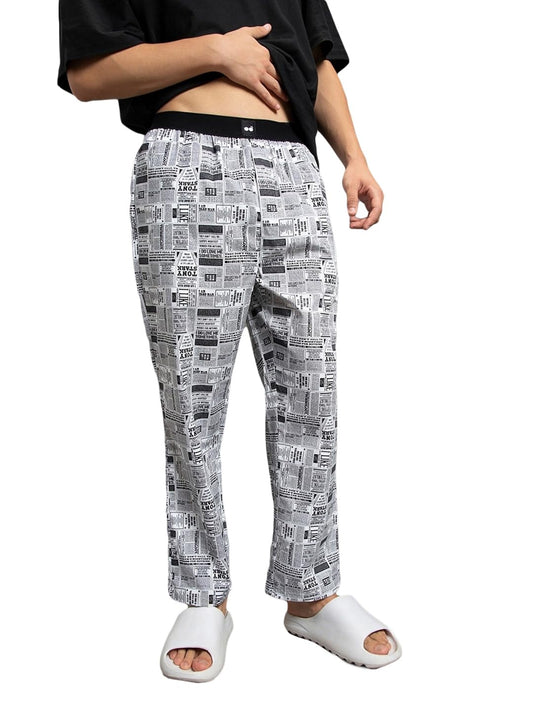 Bewakoof Mens All Over printed Regular Fit Pyjama_570812_White_2XL
