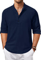 Zartha Mens Regular Fit Solid Cotton Blend Straight Kurta Navy