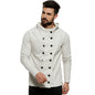 Campus Sutra Mens Grey Solid Cotton Jacket Regular Fit For Casual Wear, Collar With Hoodie, Double Breasted, Crafted With Comfor