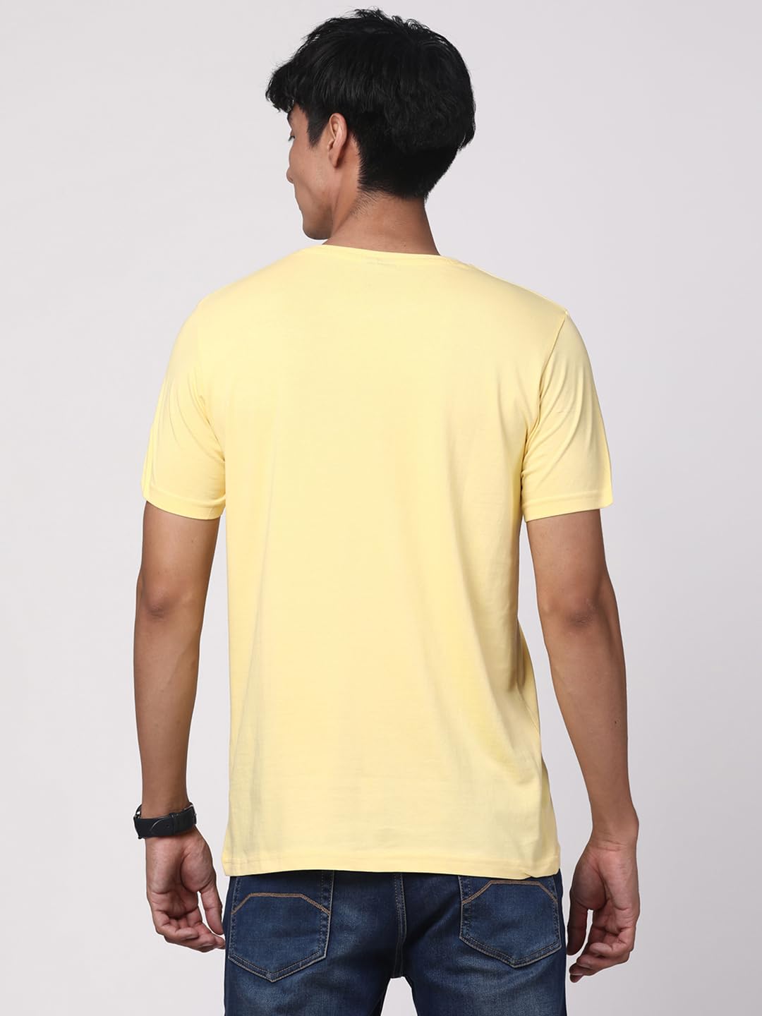 ADRO Men's Biker Design Printed 100% Cotton T-Shirt - Regular Fit, Printed T-Shirts for Men (RN24-KTM-LY_Light Yellow)