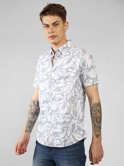 Dennis Lingo MenS| Blue| Half Sleeve| Spread Collar| Printed| Regular Fit| Casual Shirt