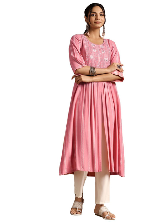 Libas Women's Rayon Woven Design A-Line Kurta